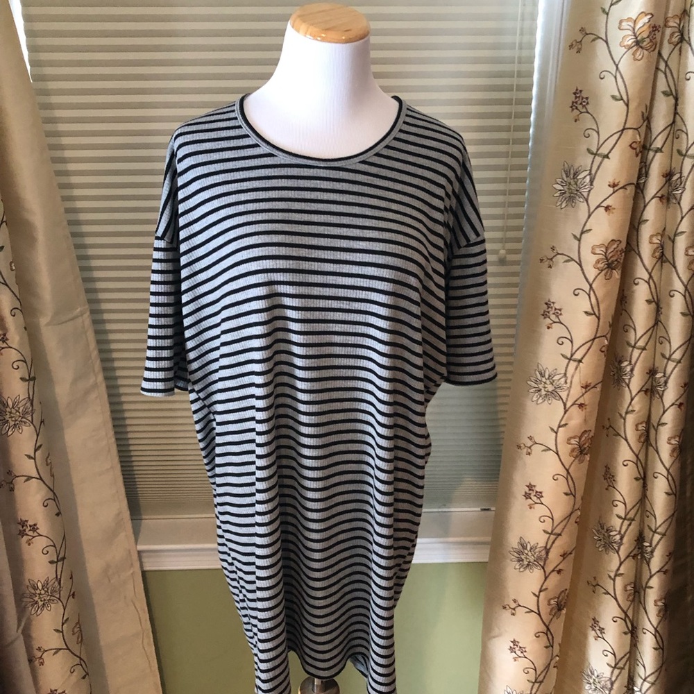 Agnes & Dora Ribbed Stripe Hi-Lo Tall Tunic